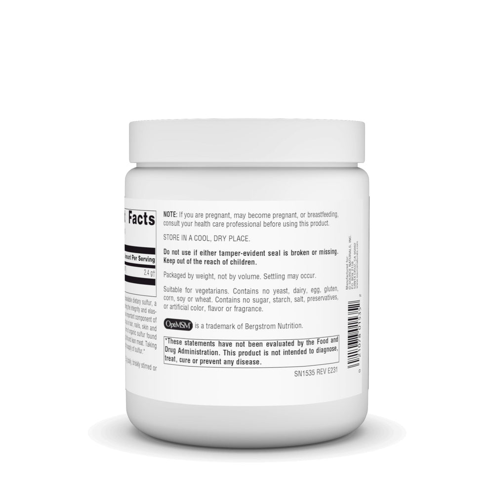 Source Naturals MSM powder container with label visible.