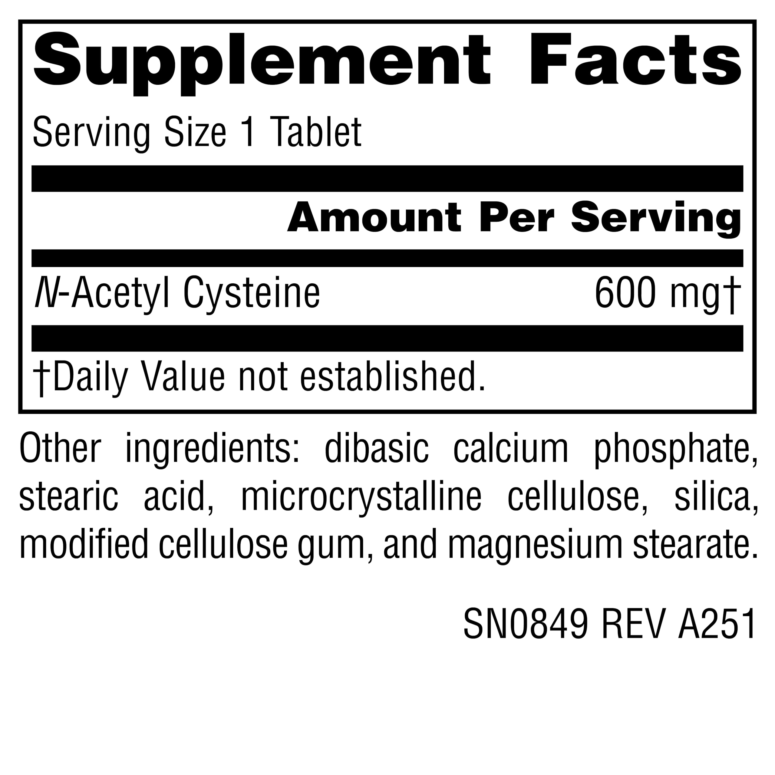Packaging box for Source Naturals NAC 600 mg supplement
