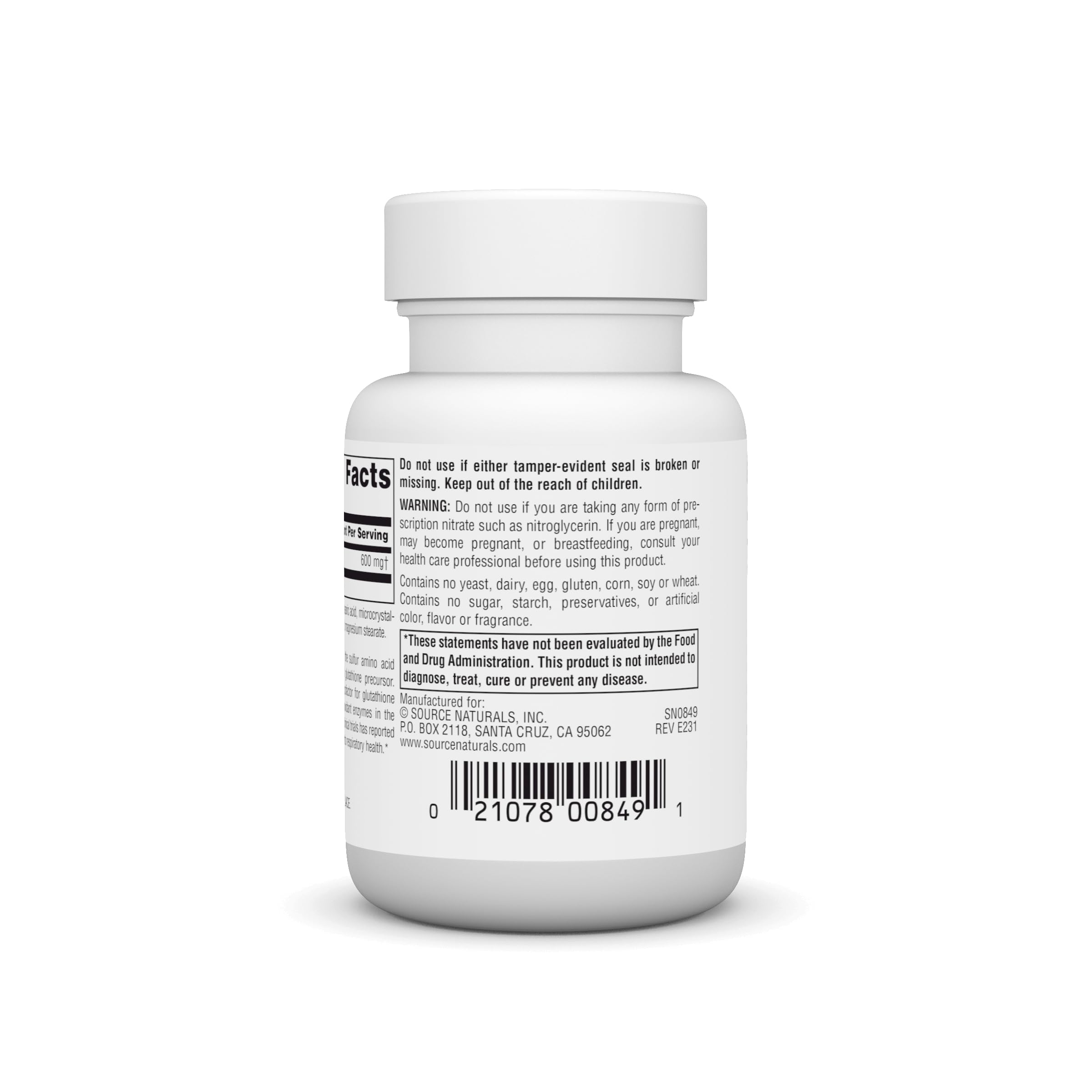 N-Acetyl Cysteine tablets by Source Naturals for daily antioxidant support