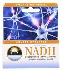 Closeup of Source Naturals NADH 10mg peppermint lozenge for mental alertness.