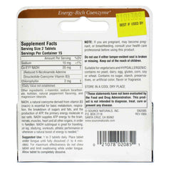 Source Naturals NADH 10mg sublingual tablet close-up for quick energy on the go.
