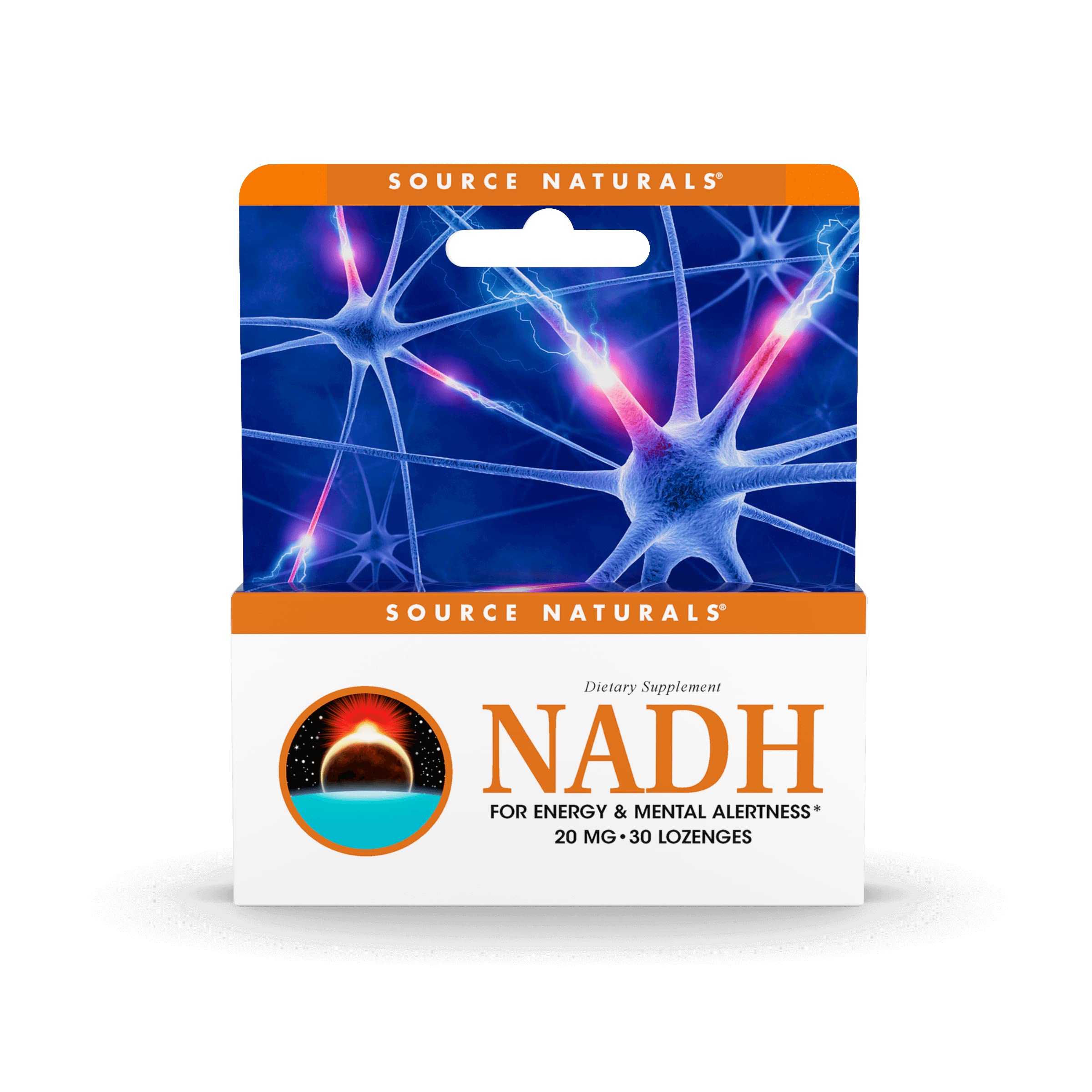 Source Naturals NADH 20mg lozenge packaging for easy daily energy