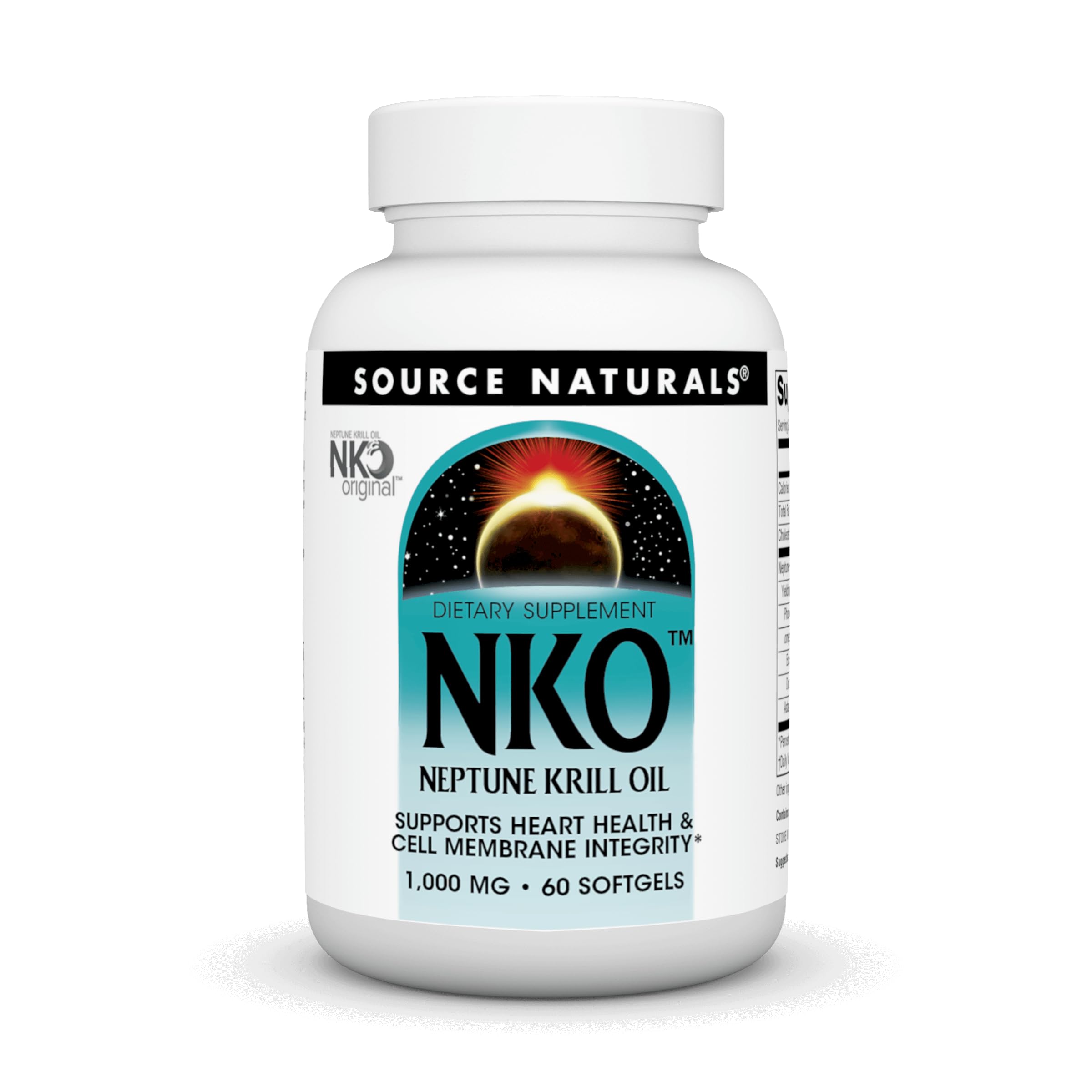 Source Naturals NKO Neptune Krill Oil bottle shown for daily heart health support