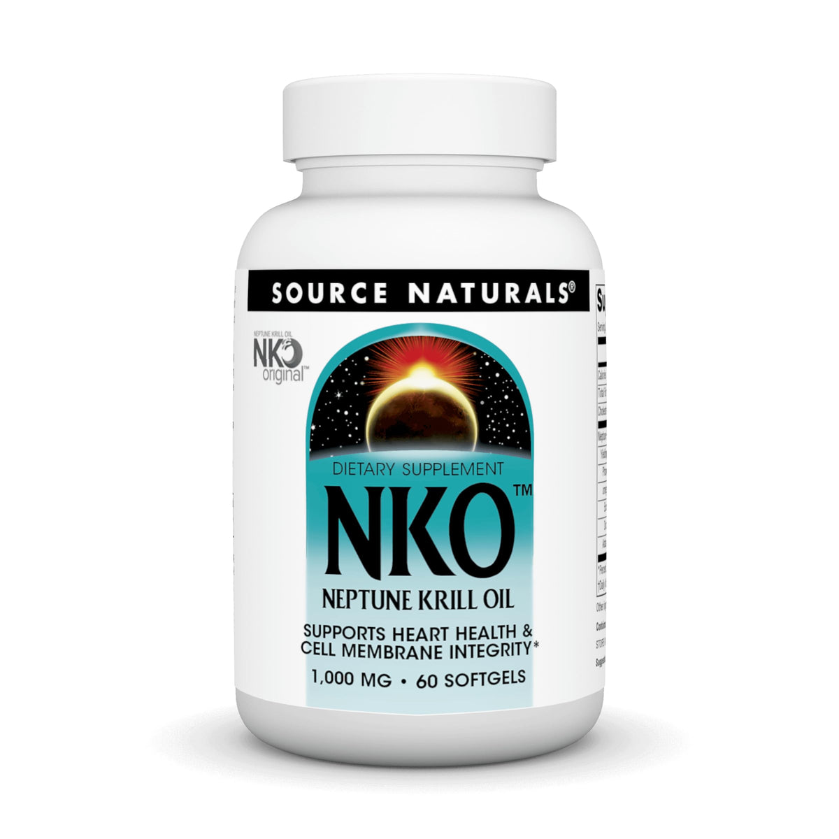 Source Naturals NKO Neptune Krill Oil bottle shown for daily heart health support