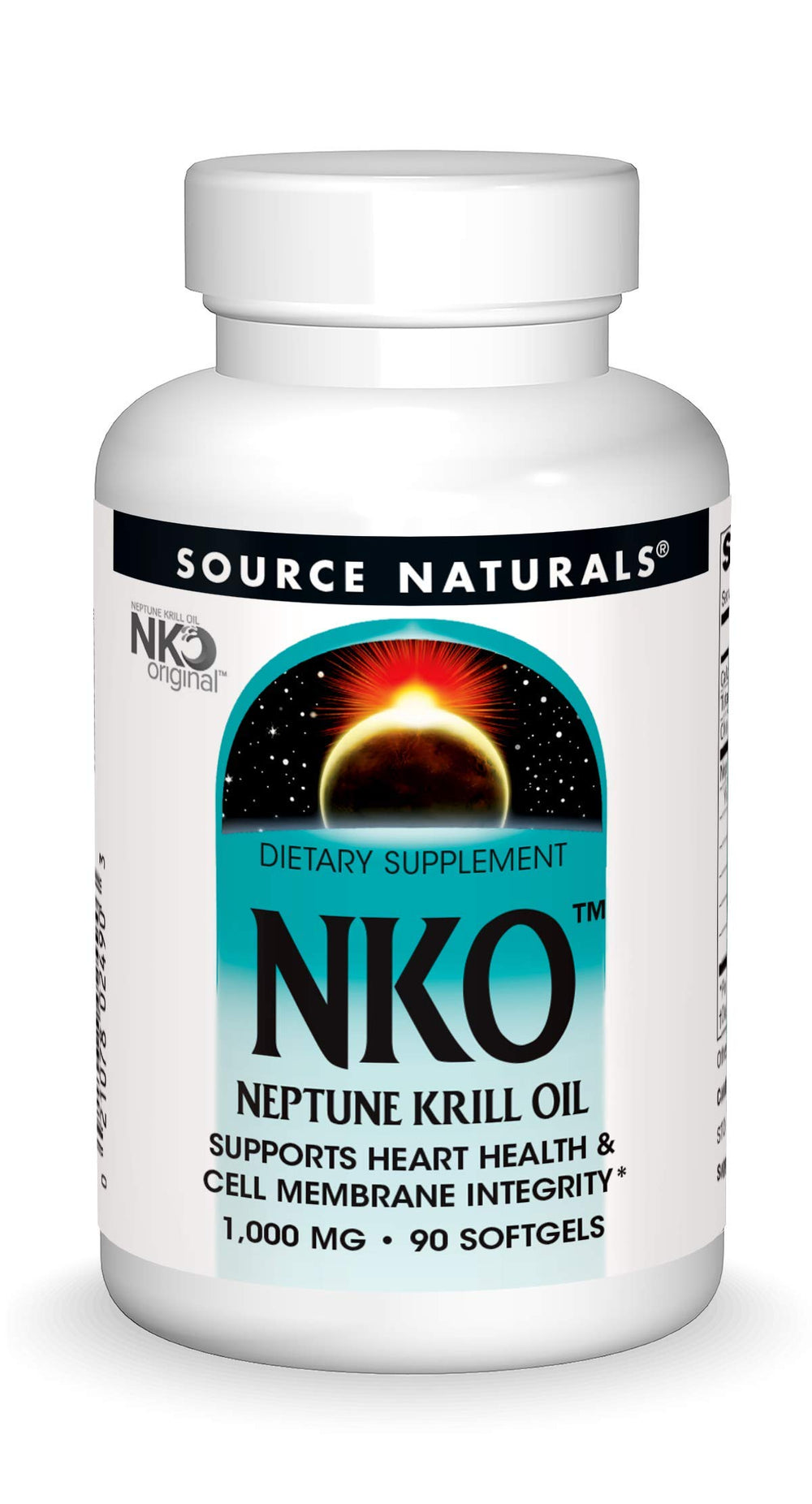 Source Naturals NKO Neptune Krill Oil bottle with heart health label.