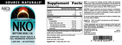 Source Naturals NKO Neptune Krill Oil nutrition facts panel for easy daily planning