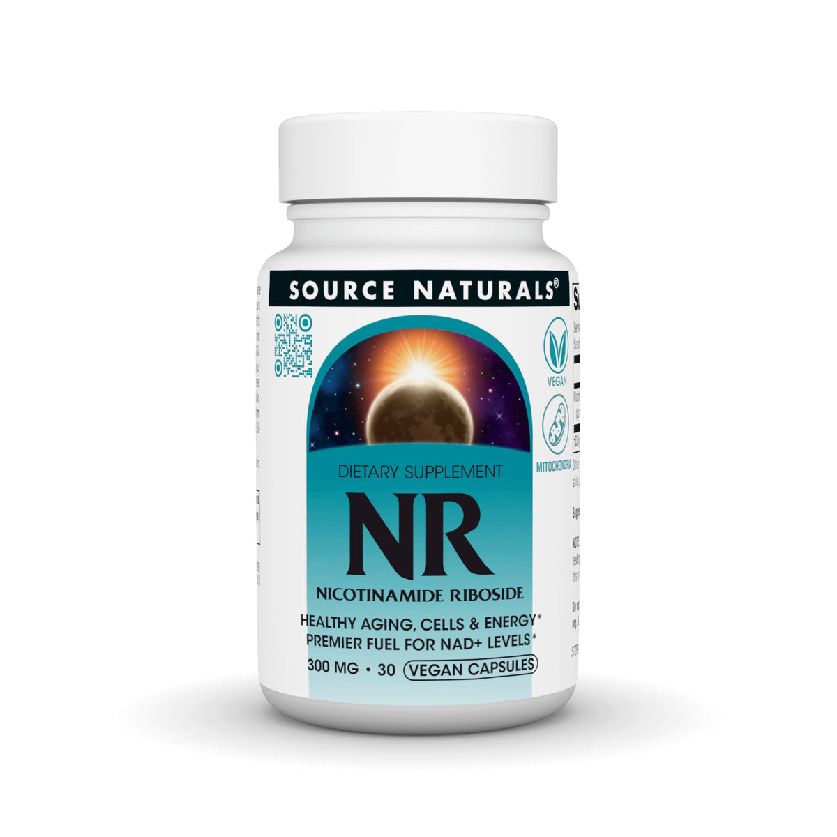 Source Naturals NR bottle label closeup for daily supplementation.