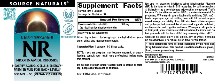 Source Naturals NR shelf display with vitamins for comprehensive support.