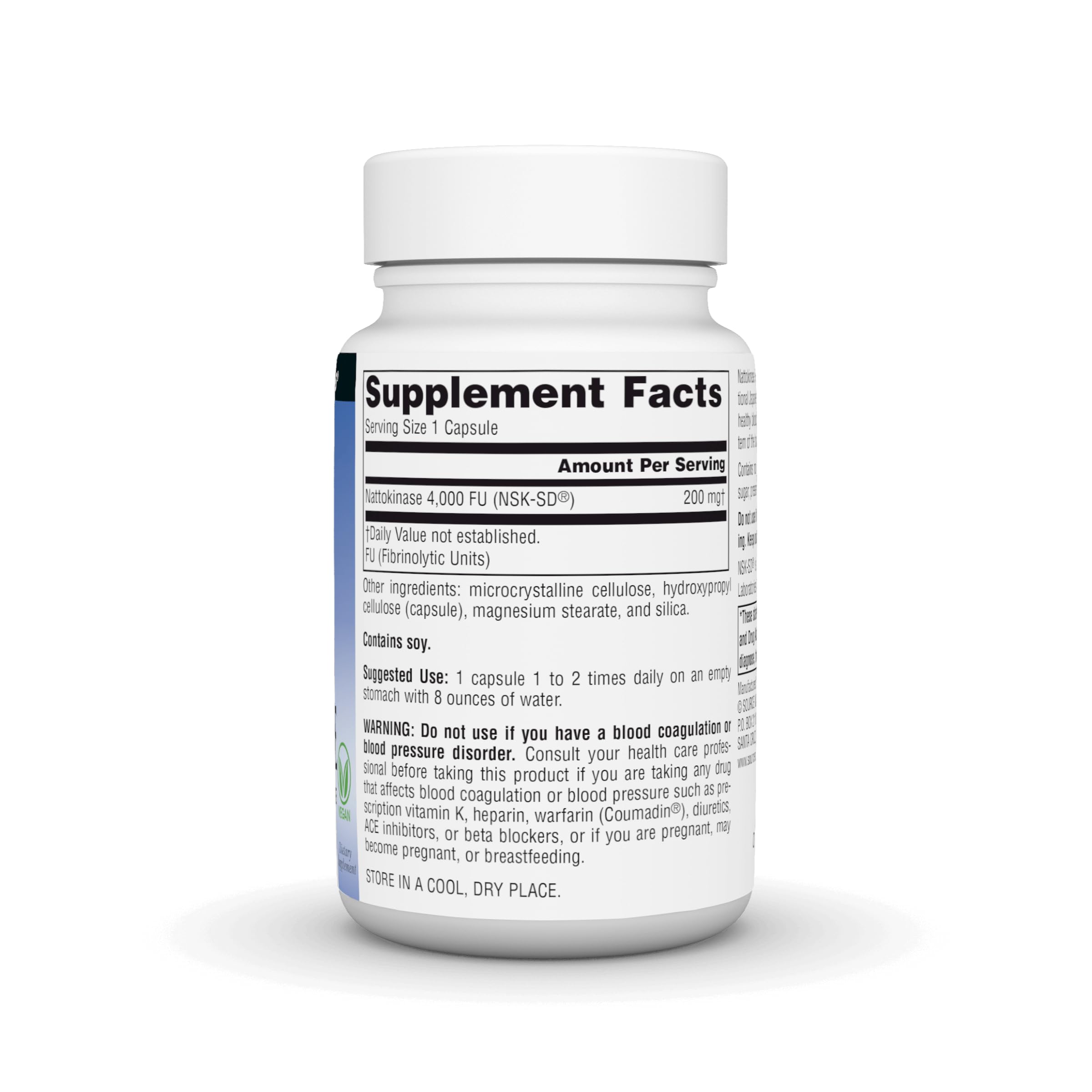 Source Naturals NSK-SD nattokinase capsules close-up for daily circulation support