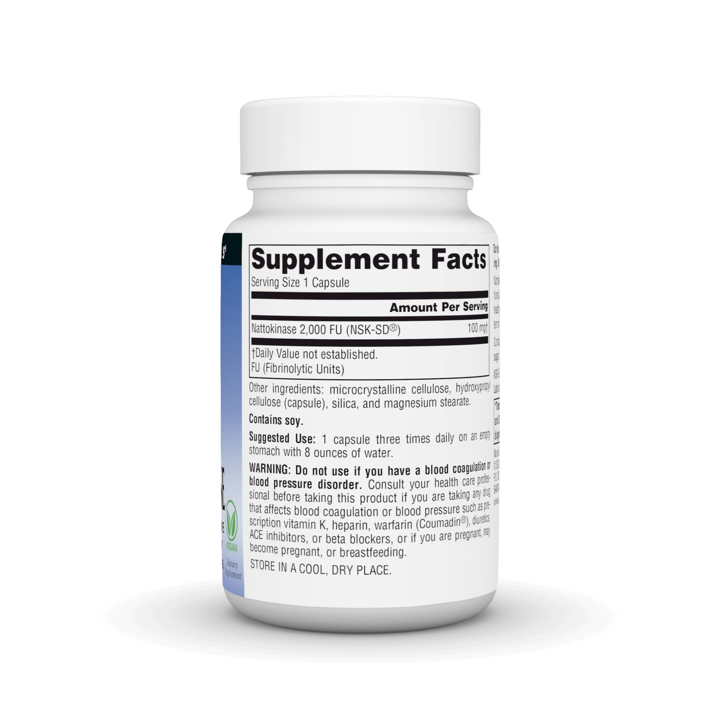 Source Naturals NSK-SD nattokinase capsules ready for daily use as a vegan option