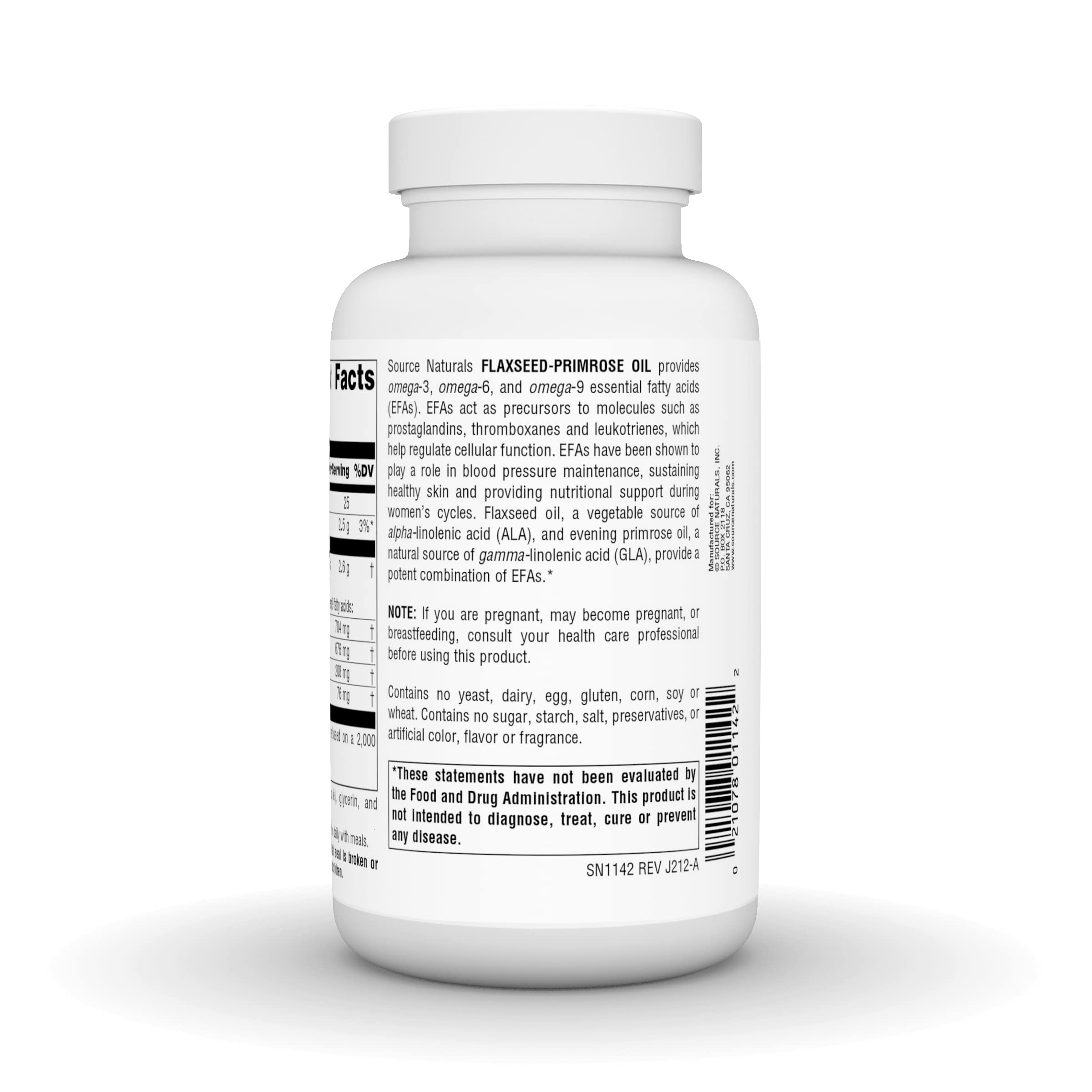 Source Naturals omega-3-6-9 blend bottle label showing EFAs