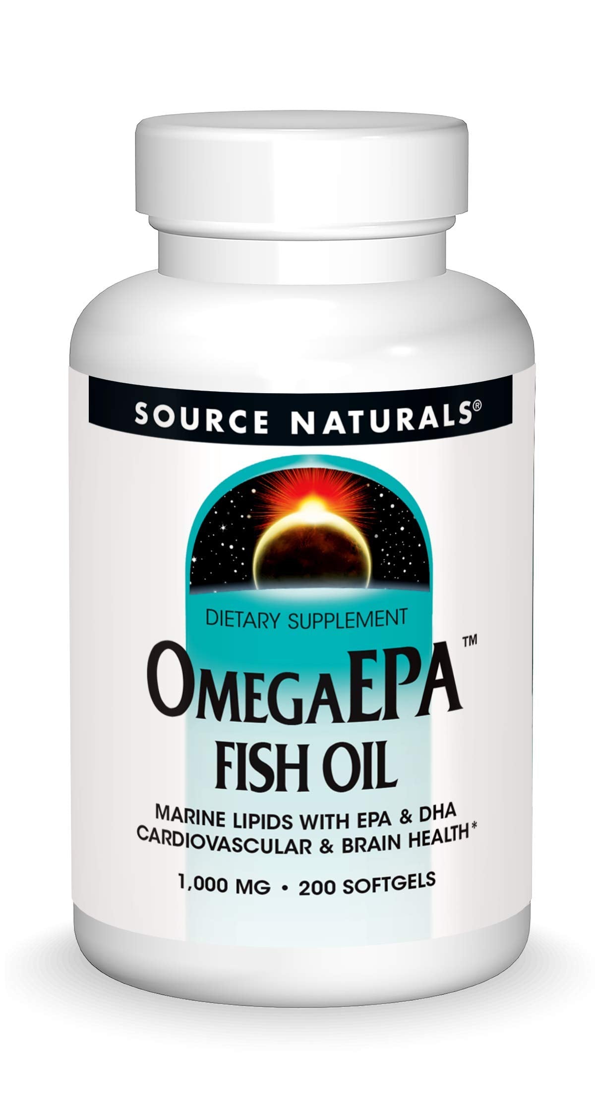 Source Naturals OmegaEPA bottle-front supports heart and brain health.