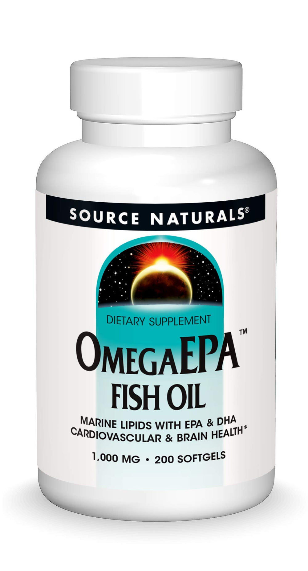 Source Naturals OmegaEPA bottle-front supports heart and brain health.