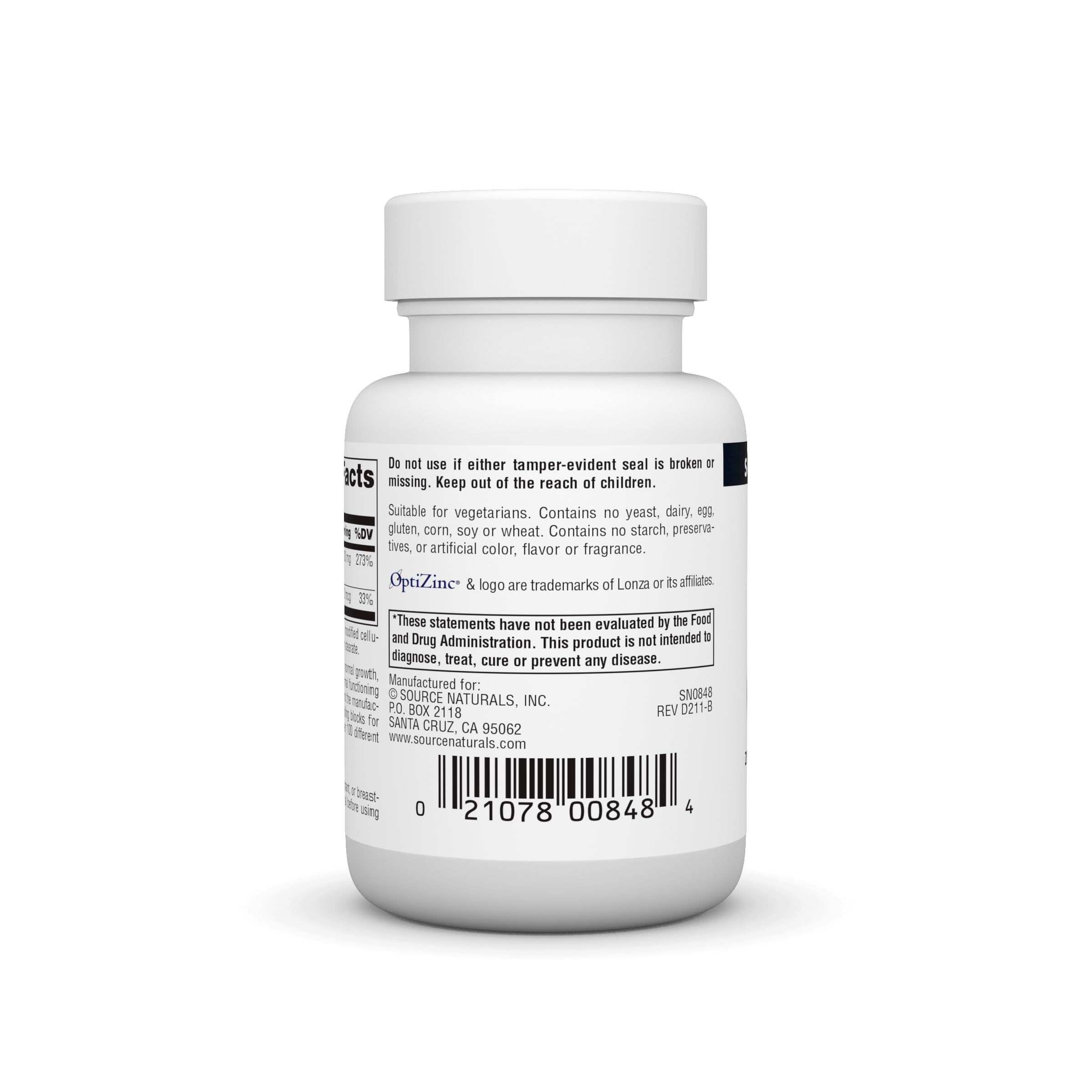 Source Naturals OptiZinc capsules arranged to highlight convenient daily supplement