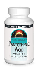 Source Naturals Pantothenic Acid tablets close-up for daily energy metabolism