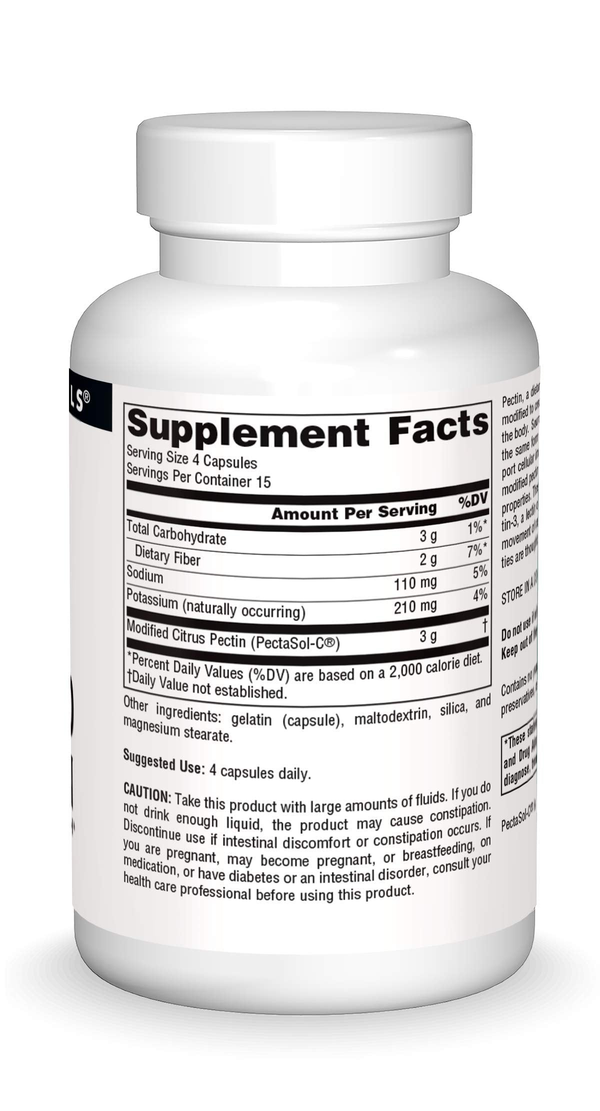 Source Naturals PectImmune label detail showing 750 mg potency