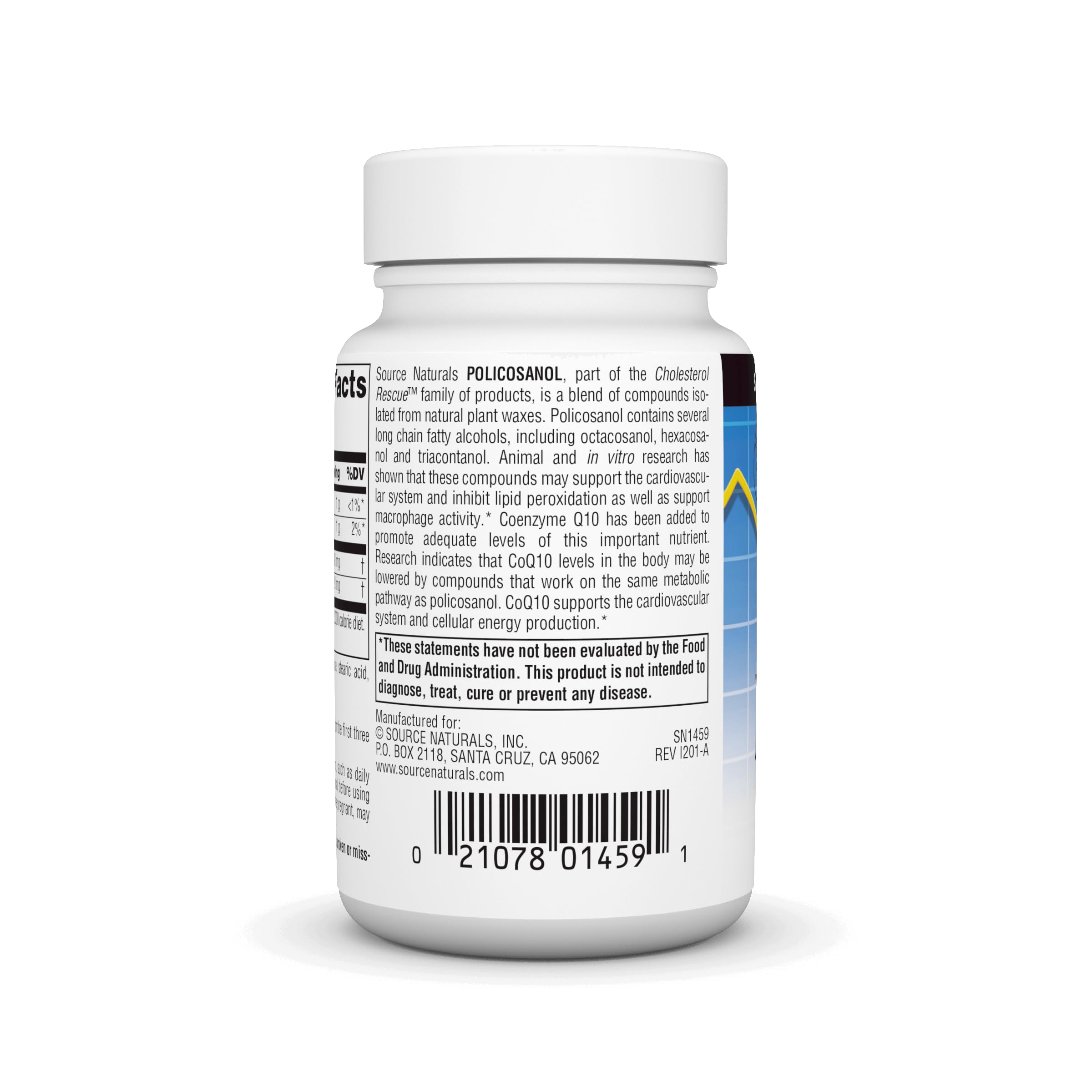 Source Naturals Policosanol tablets being poured, easy daily use for energy support.
