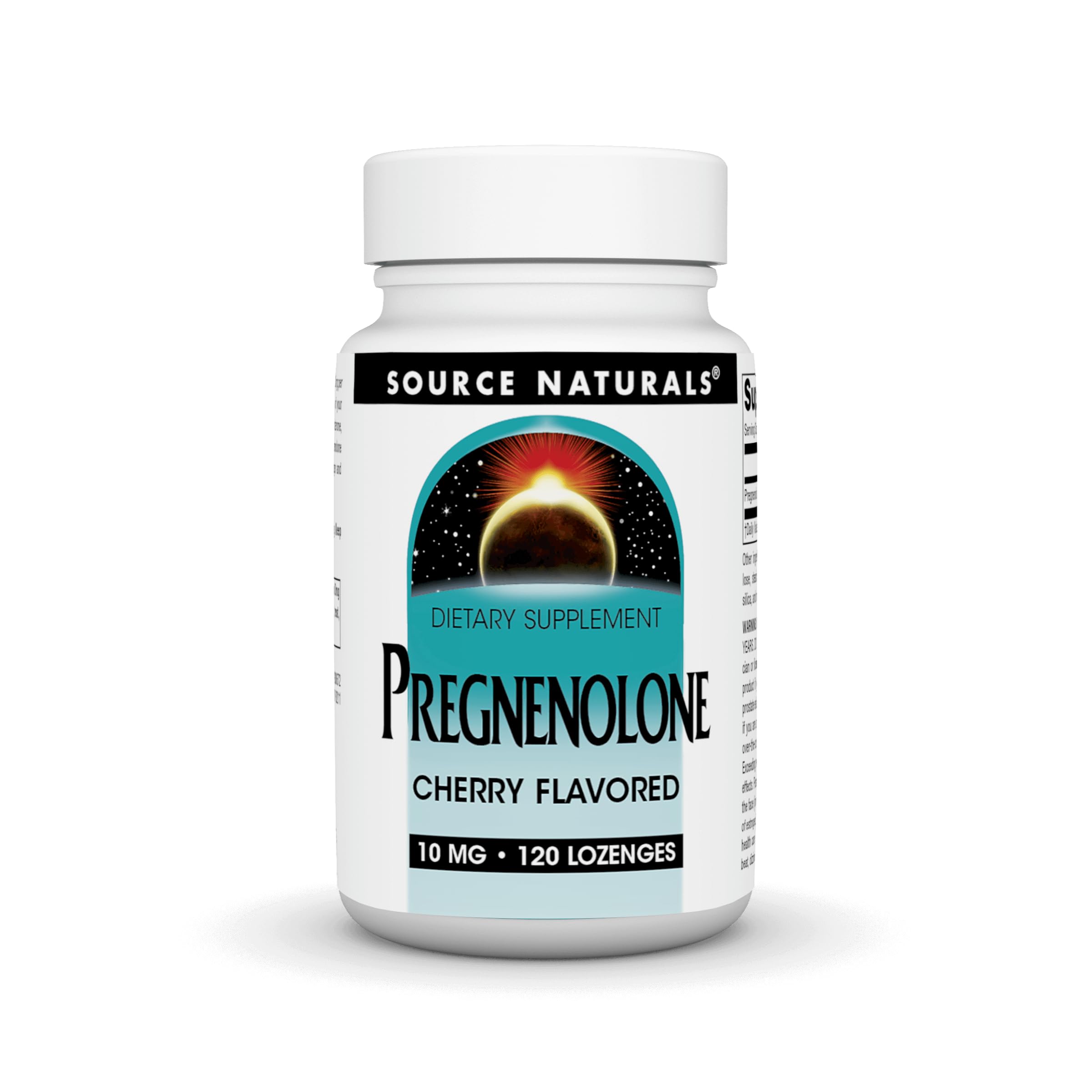 Source Naturals Pregnenolone cherry lozenge close-up for easy daily use.