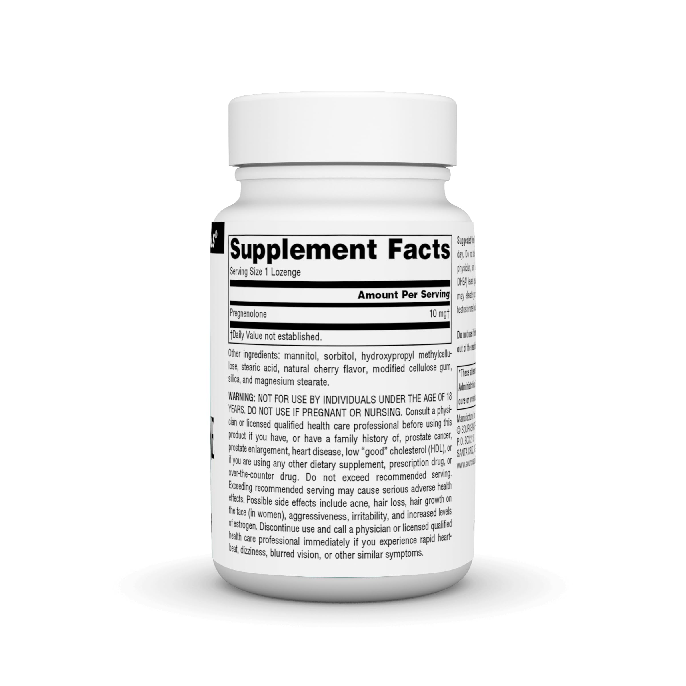 Source Naturals Pregnenolone lozenge packaging front shows 120-count bottle.