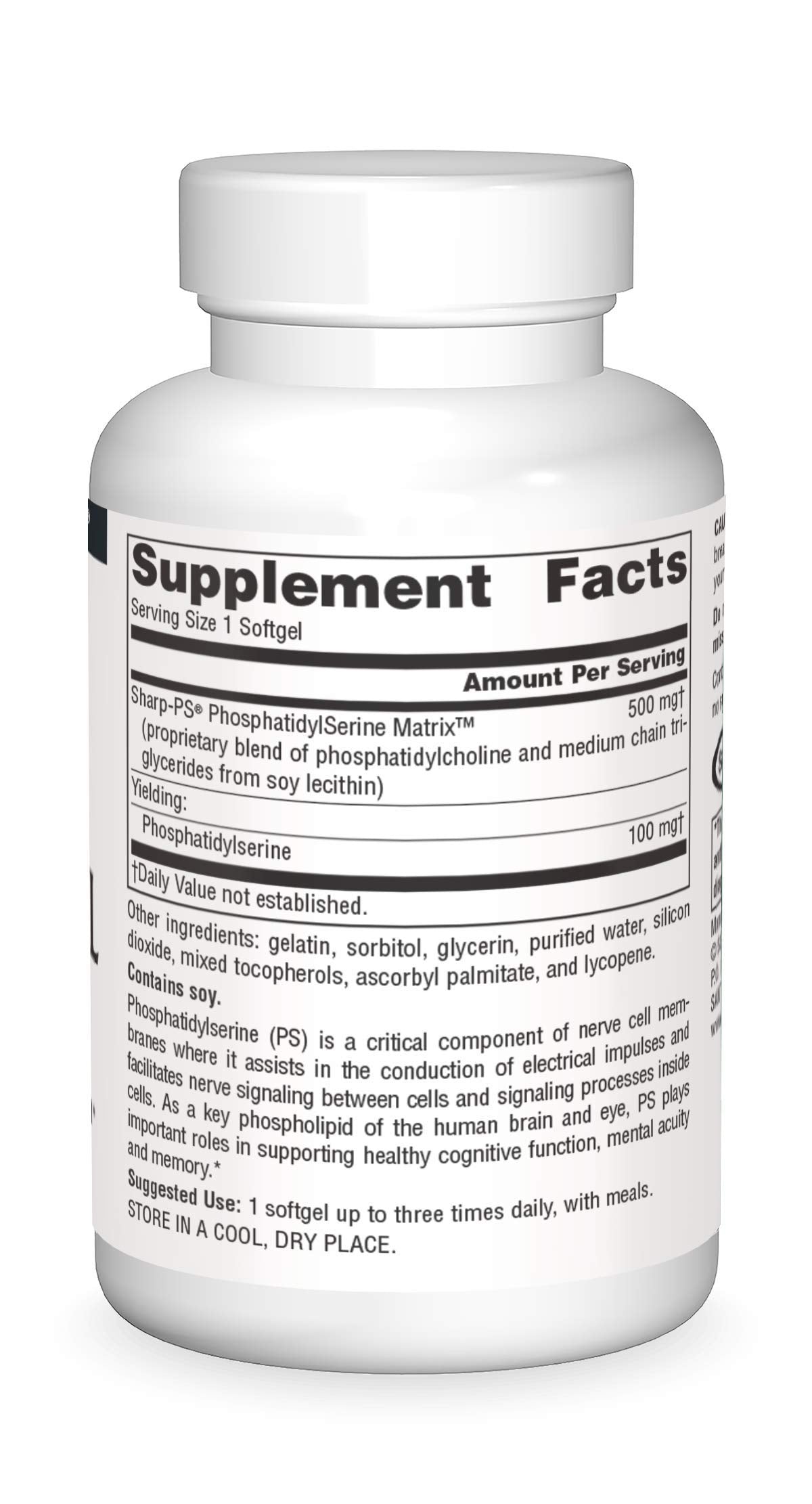 Source Naturals PS Matrix softgels pouring for easy daily use.