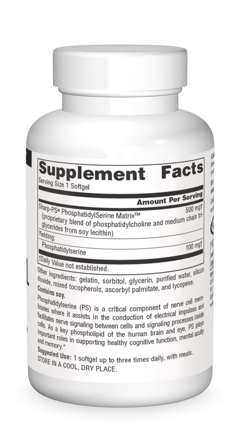 Source Naturals PS Matrix softgels pouring for easy daily use.