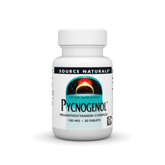 Source Naturals Pycnogenol bottle front, antioxidant-rich formula for daily wellness.