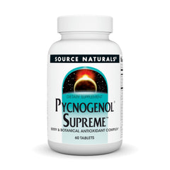 Source Naturals Pycnogenol Supreme bottle front showing berry antioxidant complex for daily support