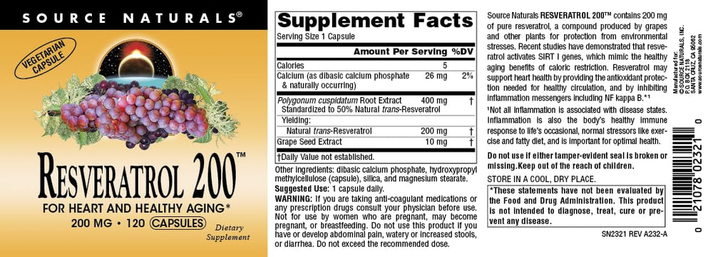 Source Naturals Resveratrol with grape seed extract adds antioxidant support.
