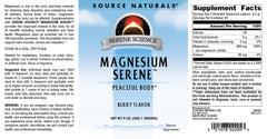 Close-up of the Source Naturals Serene Berry label emphasizing quality and ingredients.