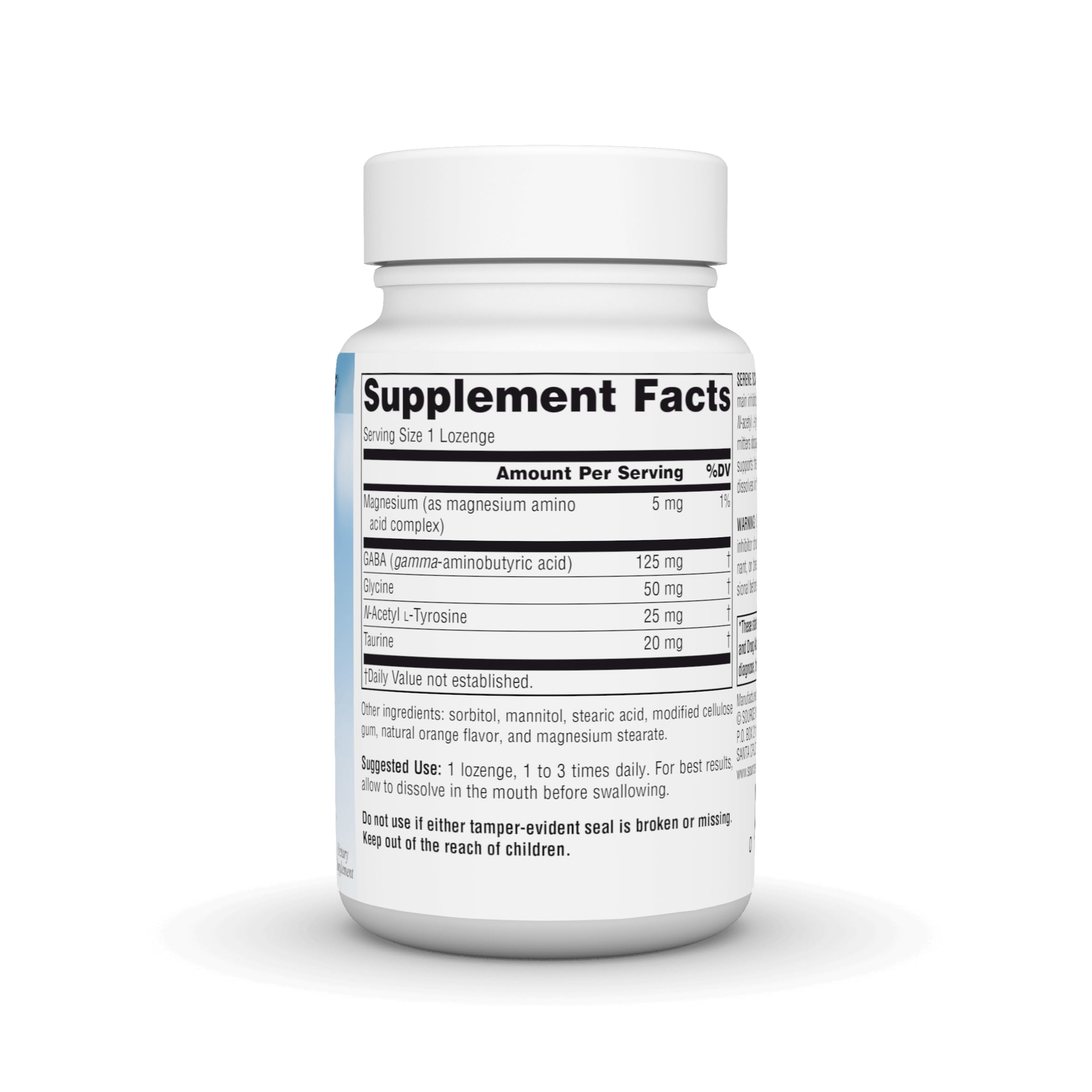 Source Naturals GABA Calm peppermint lozenge for quick relief and focus.