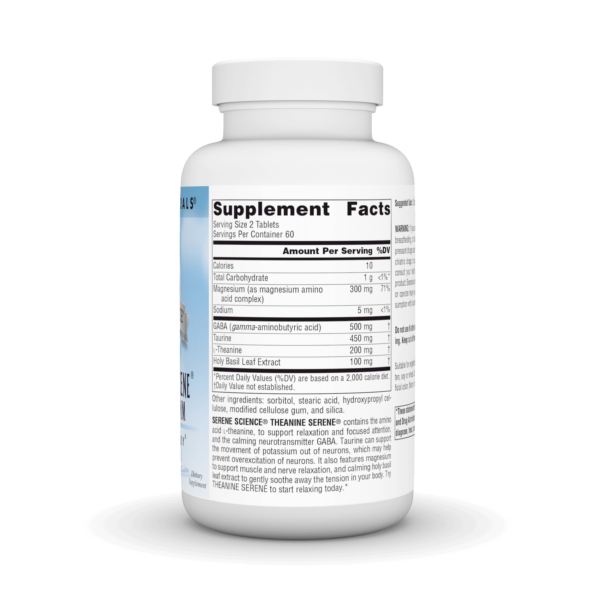 Source Naturals Serene Science L-Theanine tablets close-up highlighting calm focus.
