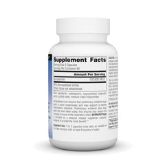 Source Naturals Serrapeptase label detail; highlights delayed-release vegetarian formula.