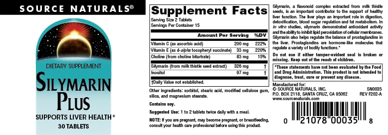 Source Naturals Silymarin Plus bottle with glass of water for daily use