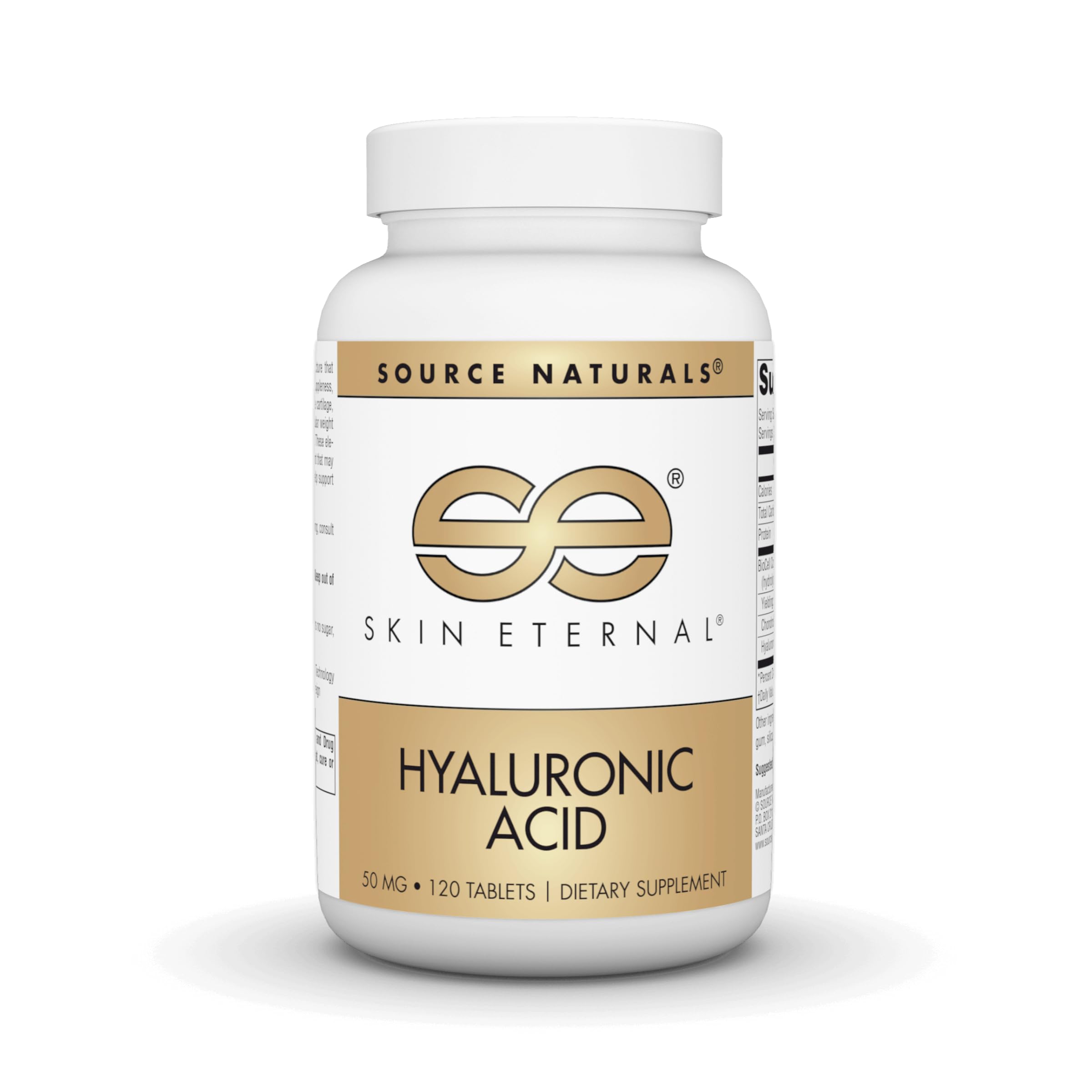 Source Naturals Skin Eternal Hyaluronic Acid tablets in bottle for daily skin support