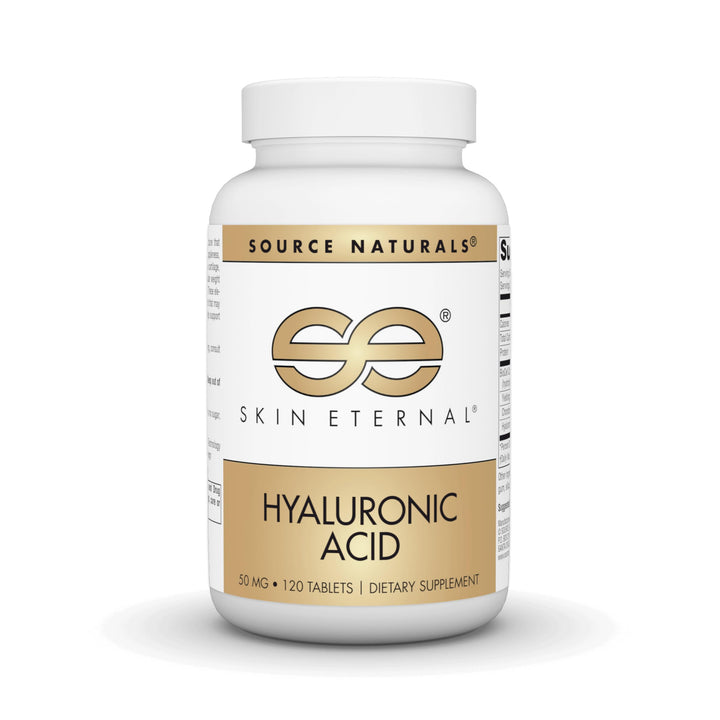 Source Naturals Skin Eternal Hyaluronic Acid tablets in bottle for daily skin support