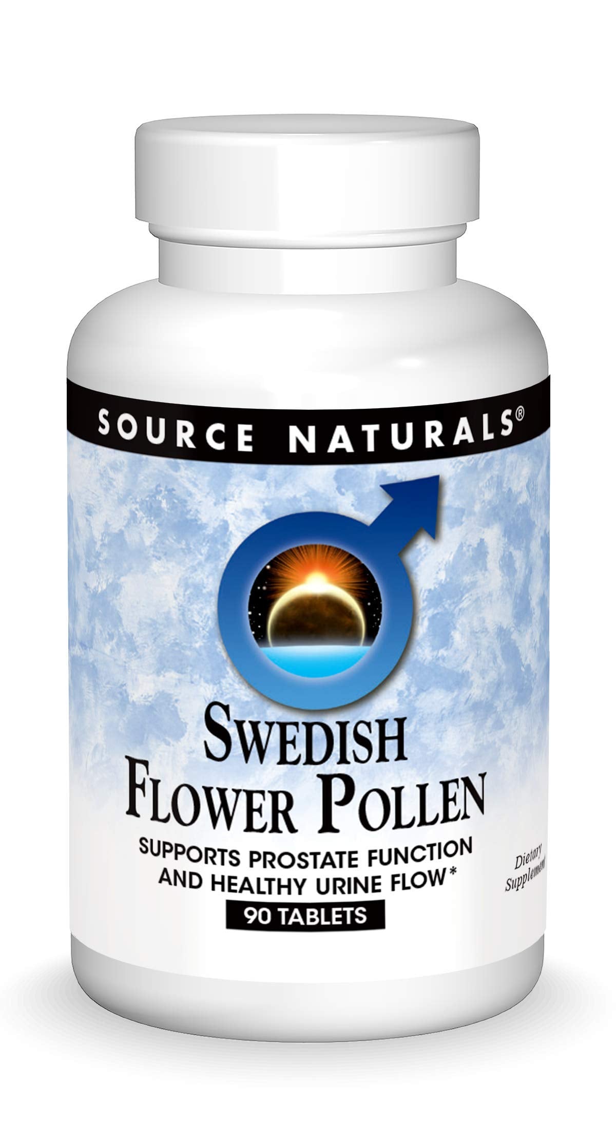 Source Naturals Swedish Flower Pollen bottle overview for prostate support.
