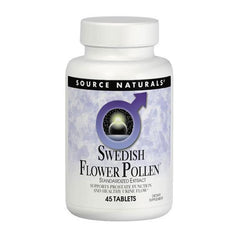 Source Naturals Swedish Flower Pollen Extract label closeup highlights allergen-free extraction.