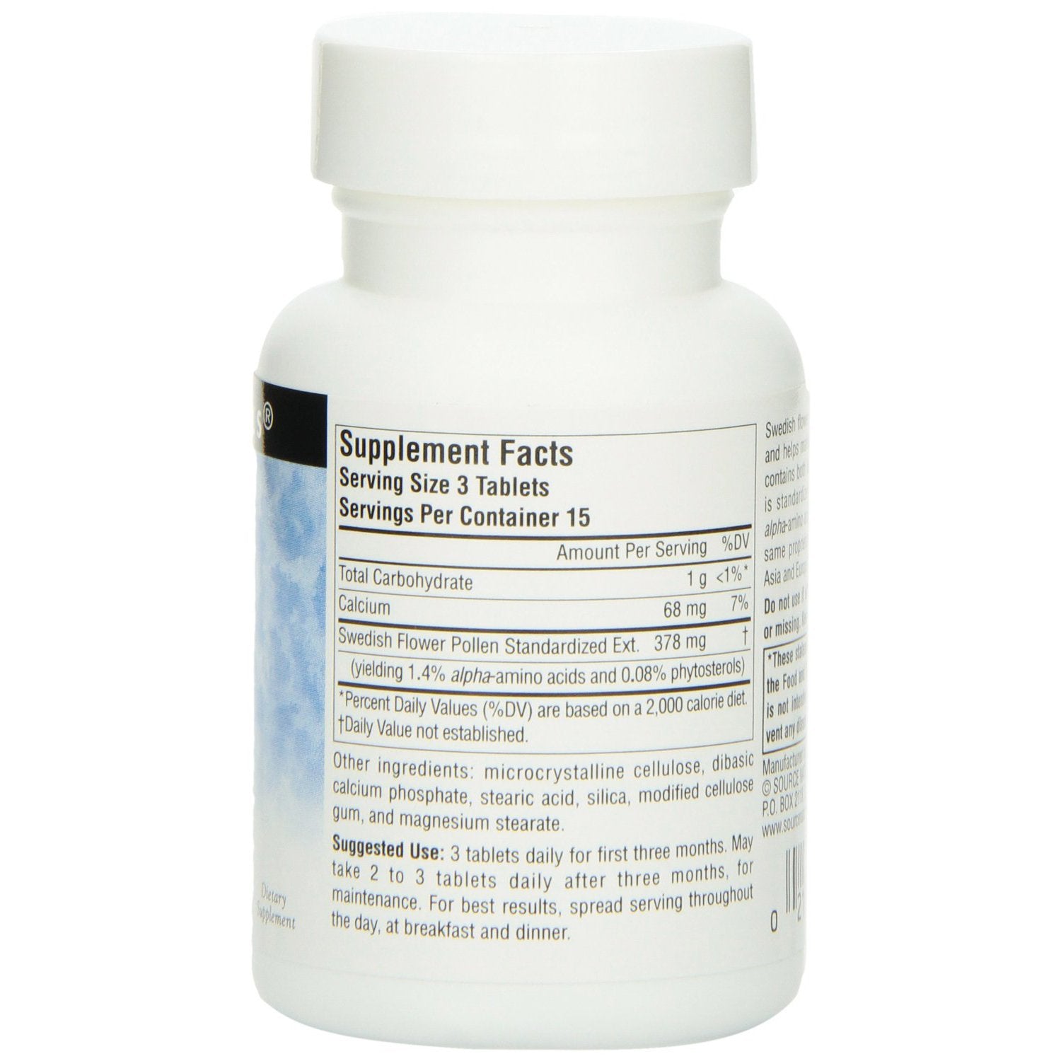 Source Naturals Swedish Flower Pollen Extract made in USA facility in Scotts Valley.