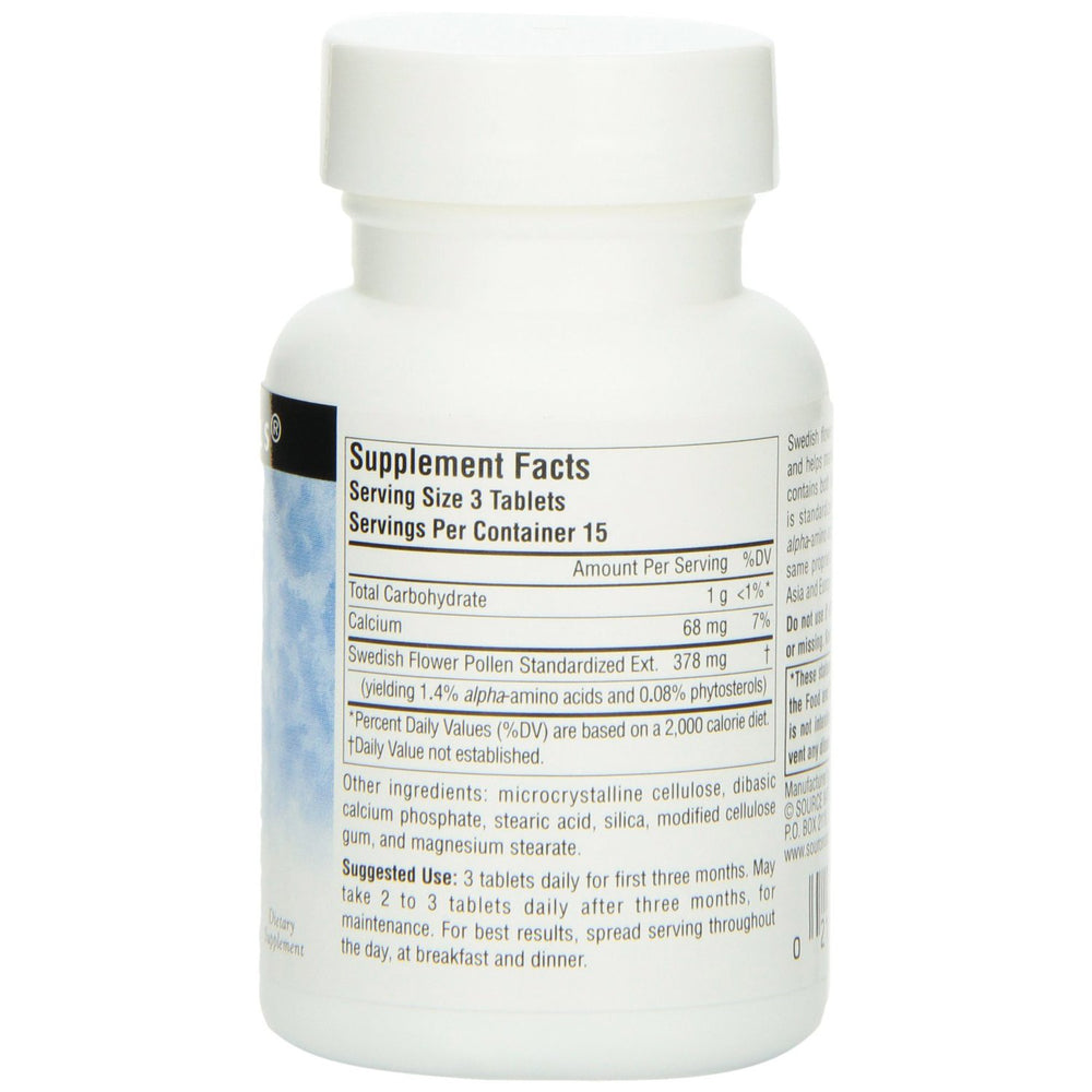 Source Naturals Swedish Flower Pollen Extract made in USA facility in Scotts Valley.