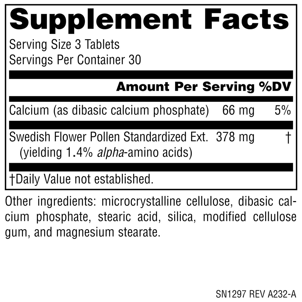 Source Naturals Swedish Flower Pollen tablets ready for daily use supporting urinary comfort.