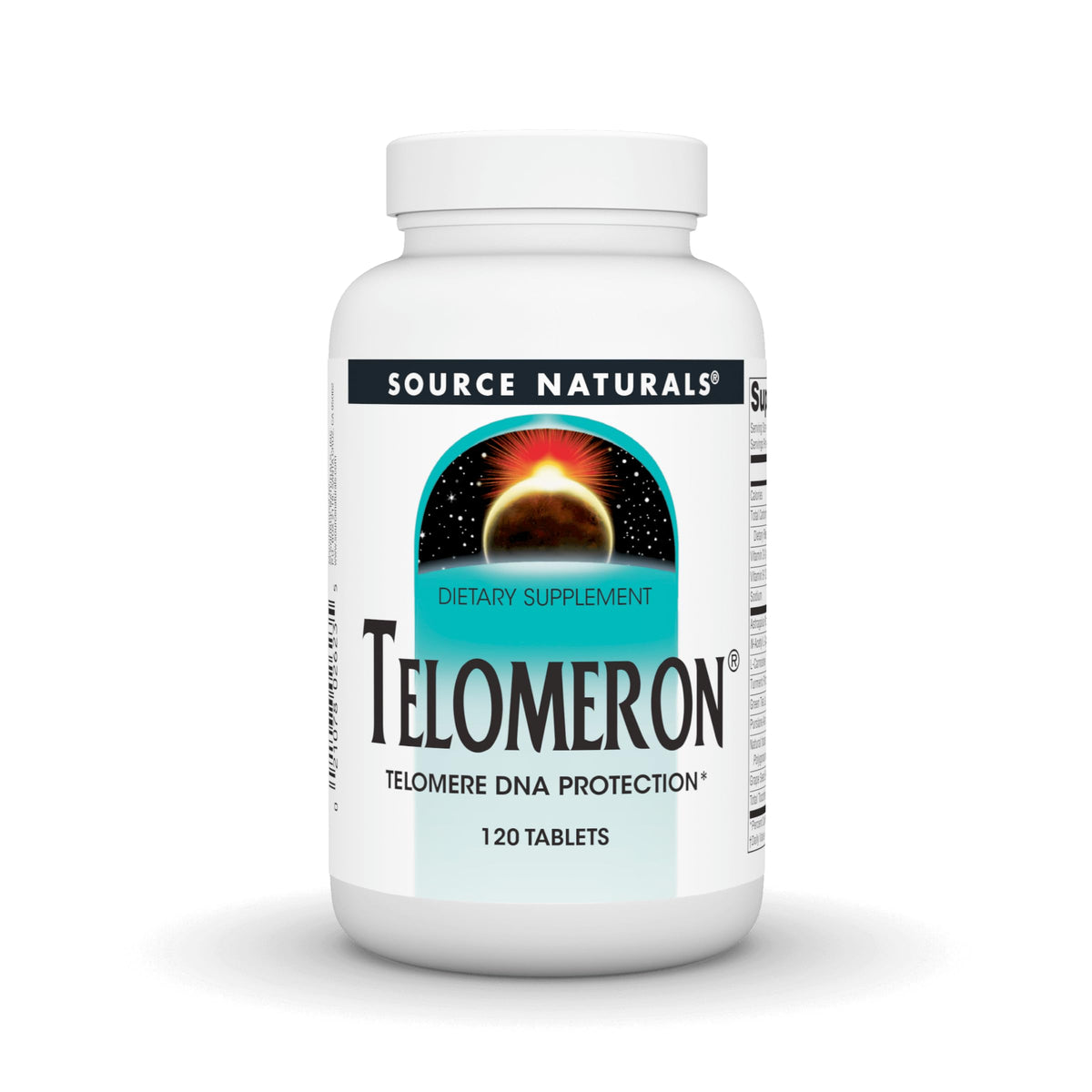 Source Naturals Telomeron bottle front: potential cellular support for daily wellness