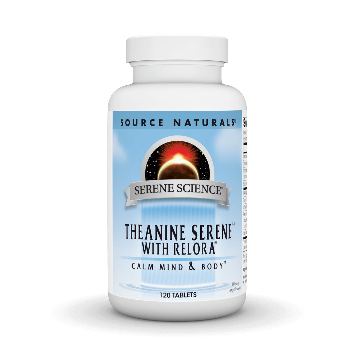 Source Naturals Theanine Serene tablets close-up for calm focus