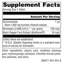 Source Naturals Turmeric 1000 bottle back highlights serving size and vegan details