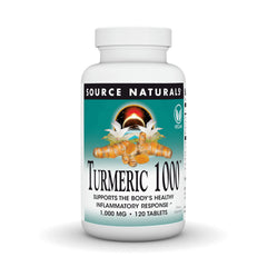 Source Naturals Turmeric 1000 bottle front shows label and inflammation-support context