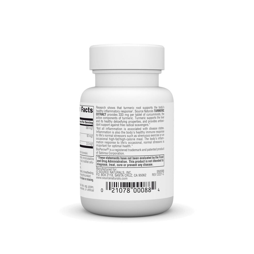 Source Naturals Turmeric Extract packaging vegetarian-friendly dietary supplement