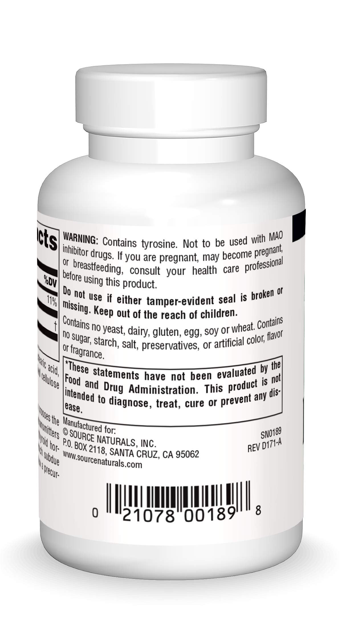 Source Naturals L-Tyrosine tablets neatly stacked for daily use.