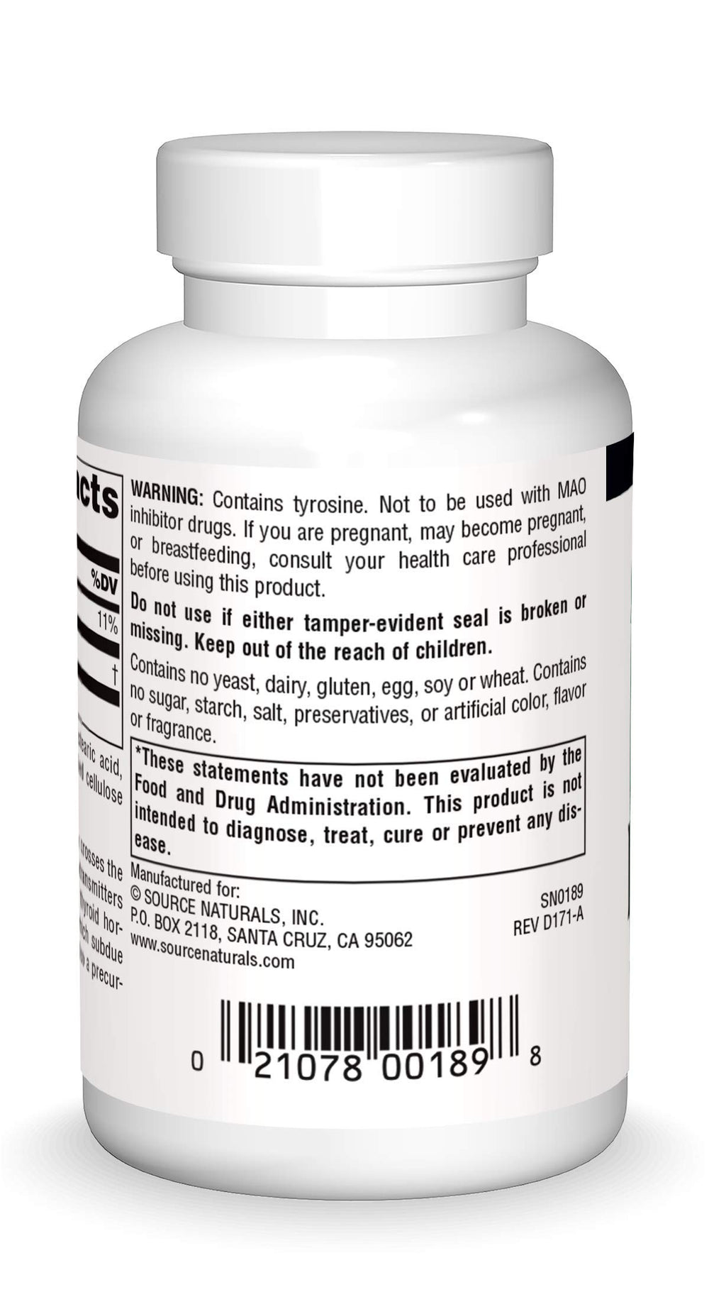 Source Naturals L-Tyrosine tablets neatly stacked for daily use.