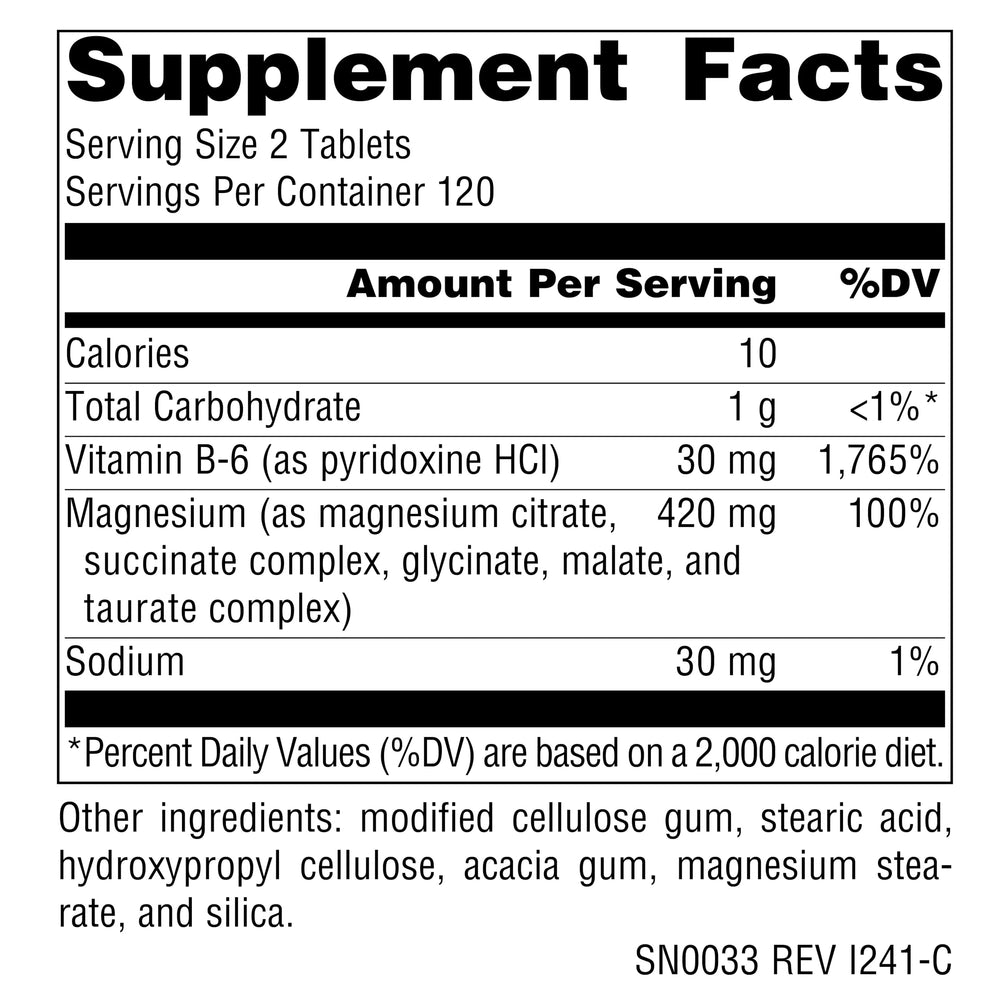 Source Naturals Ultra-Mag ingredients panel reveals diverse magnesium forms.