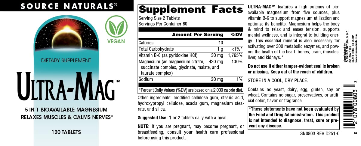 Ultra-Mag with vitamin B6 suggests added cardiovascular support.