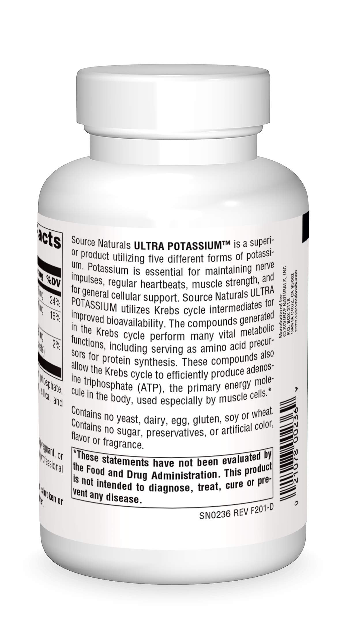 Close-up of Ultra Potassium tablets highlighting six-potassium-forms for bioavailability.
